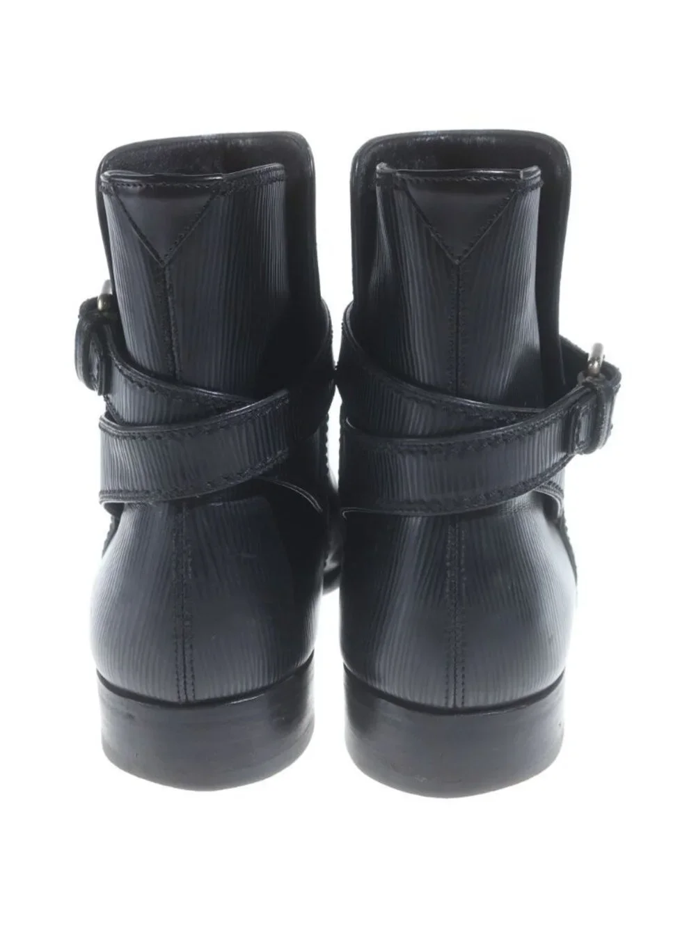 Louis Vuitton Side Gore Ankle Boots Epi Leather Black 7